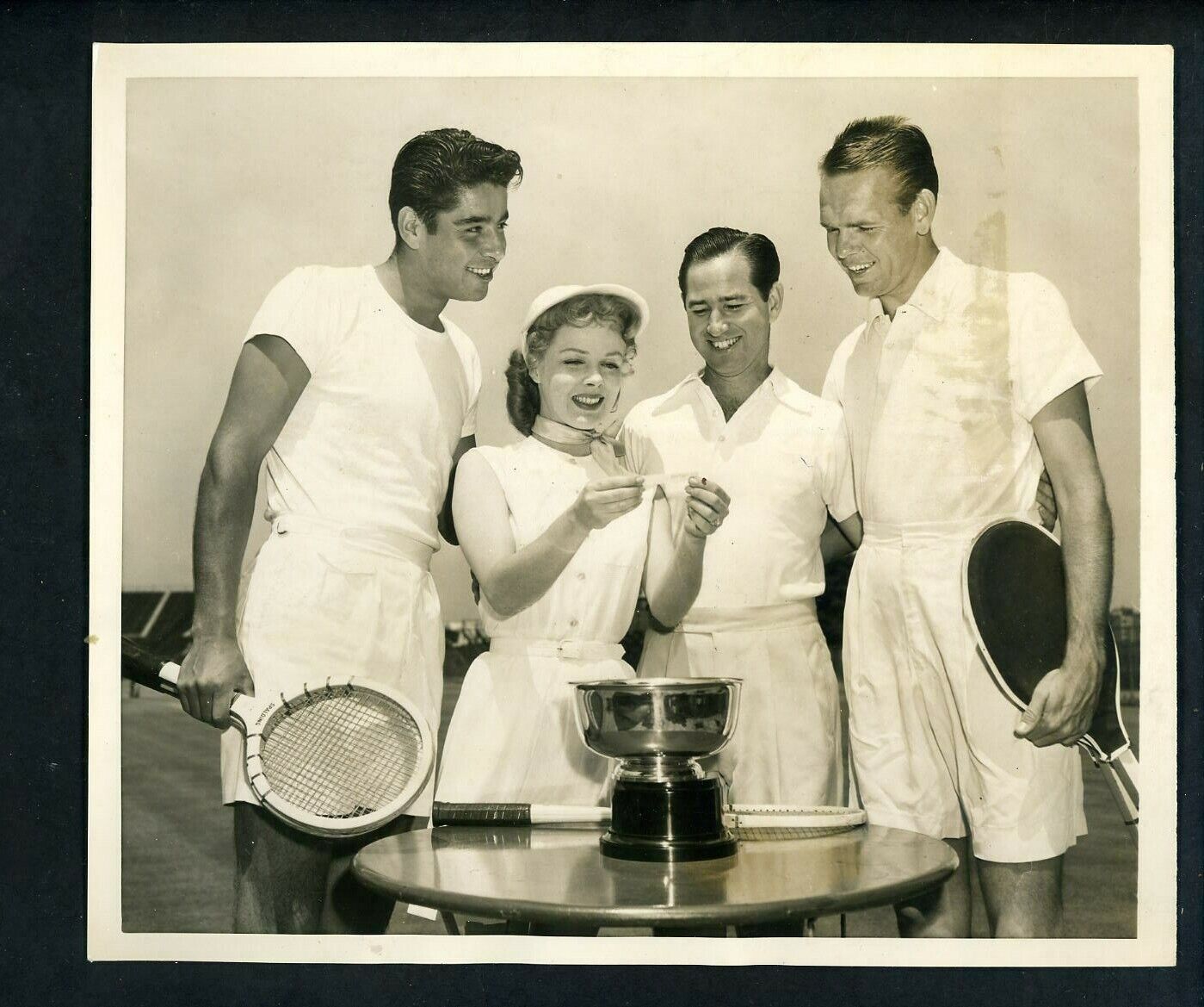 Pancho Gonzales Bobby Riggs Jack Kramer 1954 Type 1 Press Photo Poster painting Pro Tennis Champ