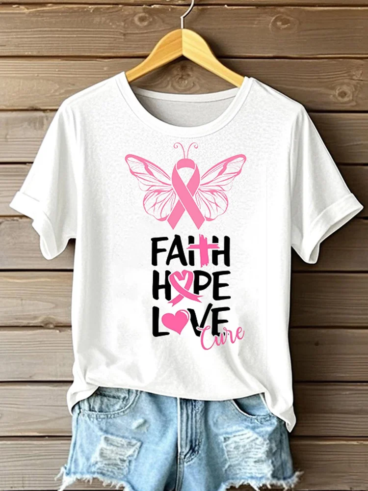 Breast Cancer Awareness Ribbon Short Sleeve Shirt