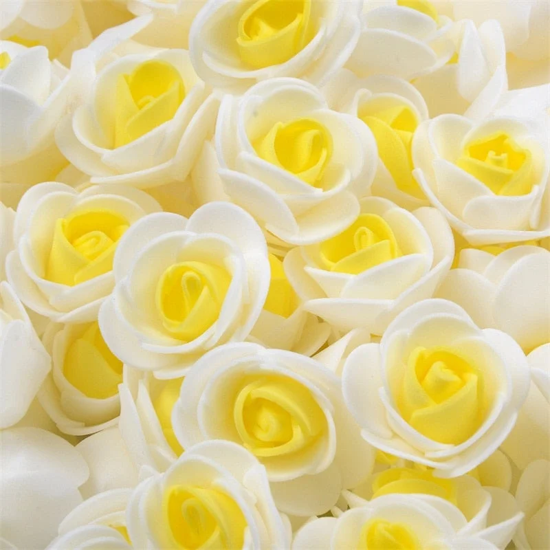 50PCS PE Foam Artificial Rose Flower Head Handmade DIY Wedding Home Decoration DIY Scrapbooking Double color Fake Flowers Craft