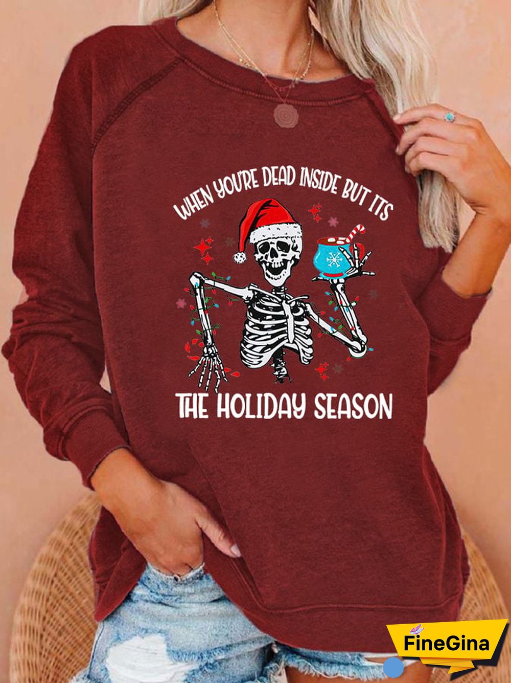 Women's When You're Dead Inside But Its The Holiday Season Casual Sweatshirt