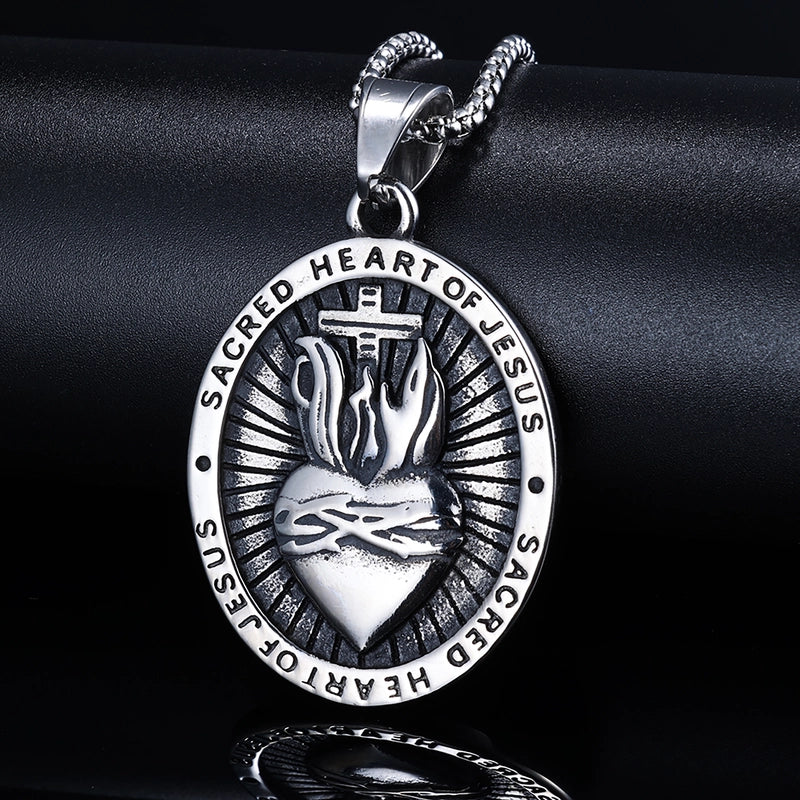 Retro Punk Cross Heart Shape 304 Stainless Steel Polishing Men'S