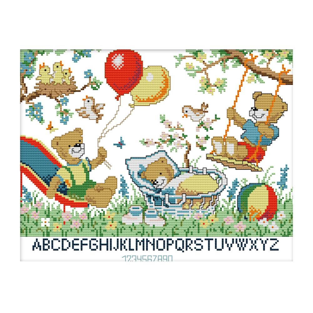 

Little Bear Paradise - 14CT Stamped Cross Stitch - 37*30cm, 501 Original
