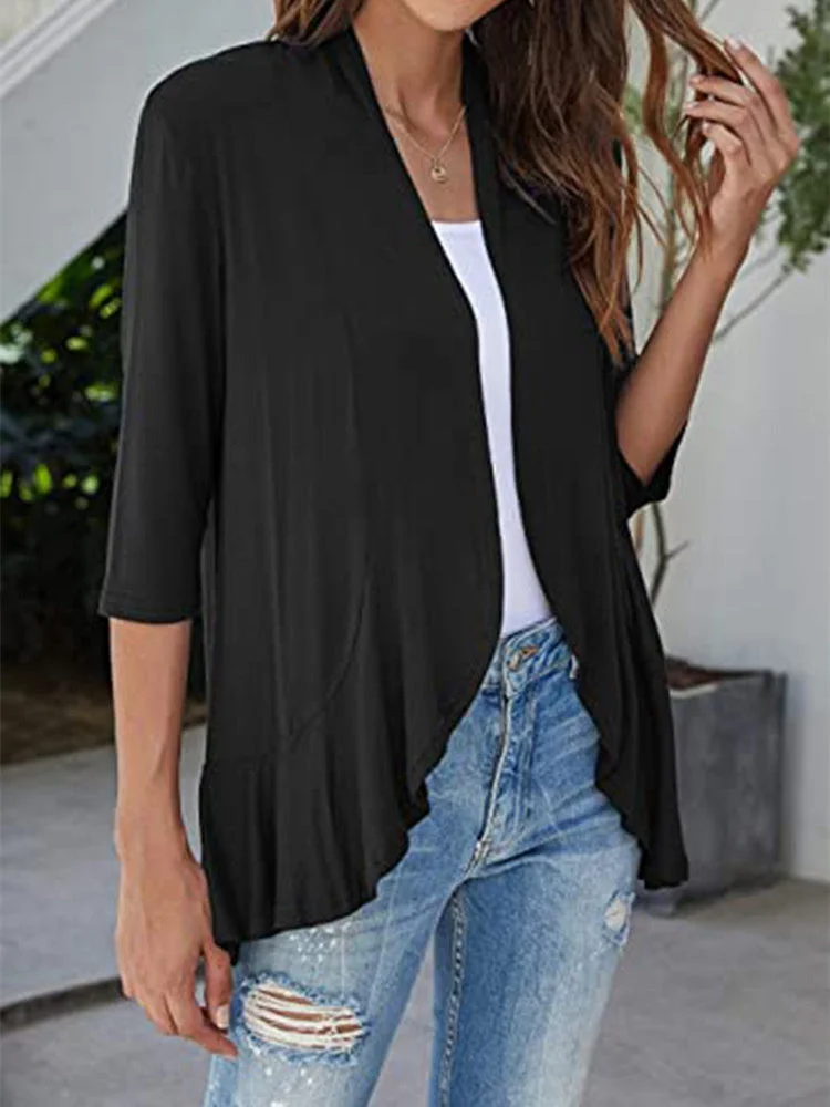 Women's 3/4 Sleeve Asymmetrical Cardigan Tops