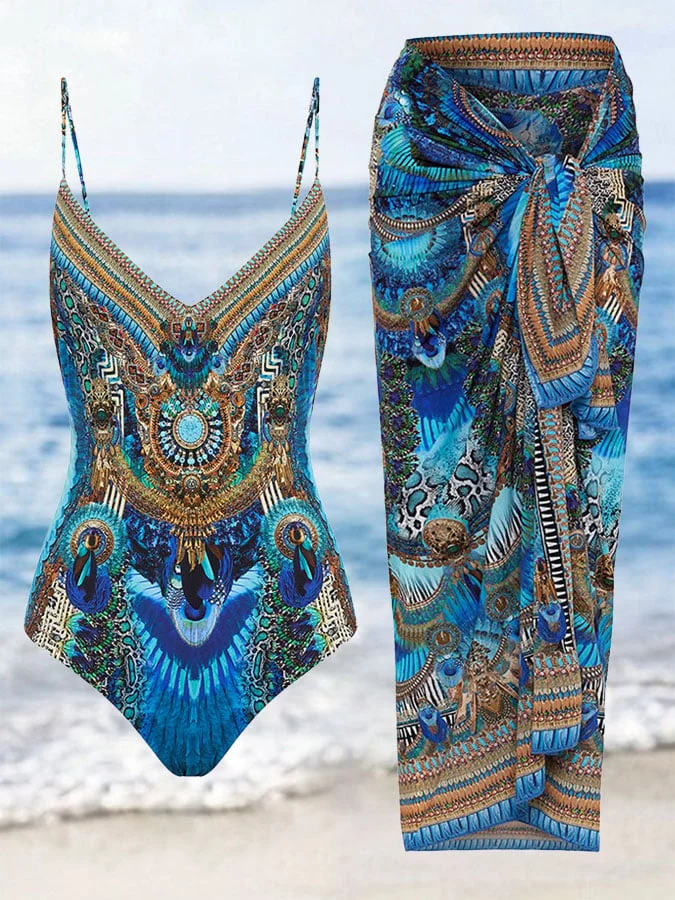 Printed Backless Fashion Two Piece Swimsuit