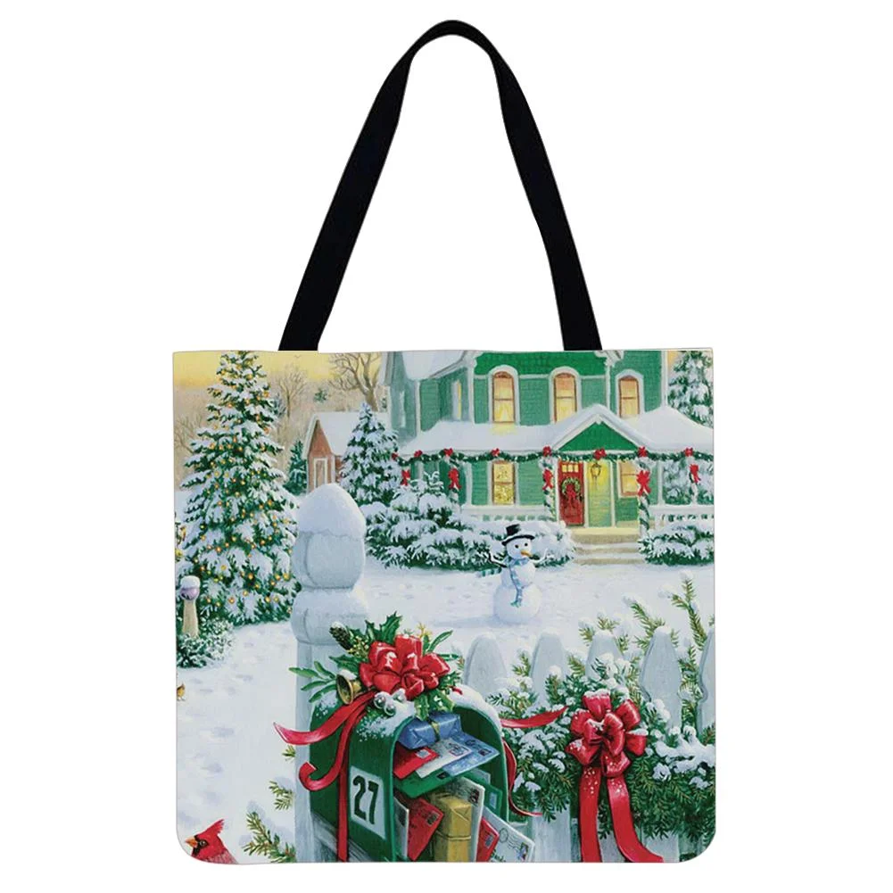 Linen Tote Bag -  Christmas