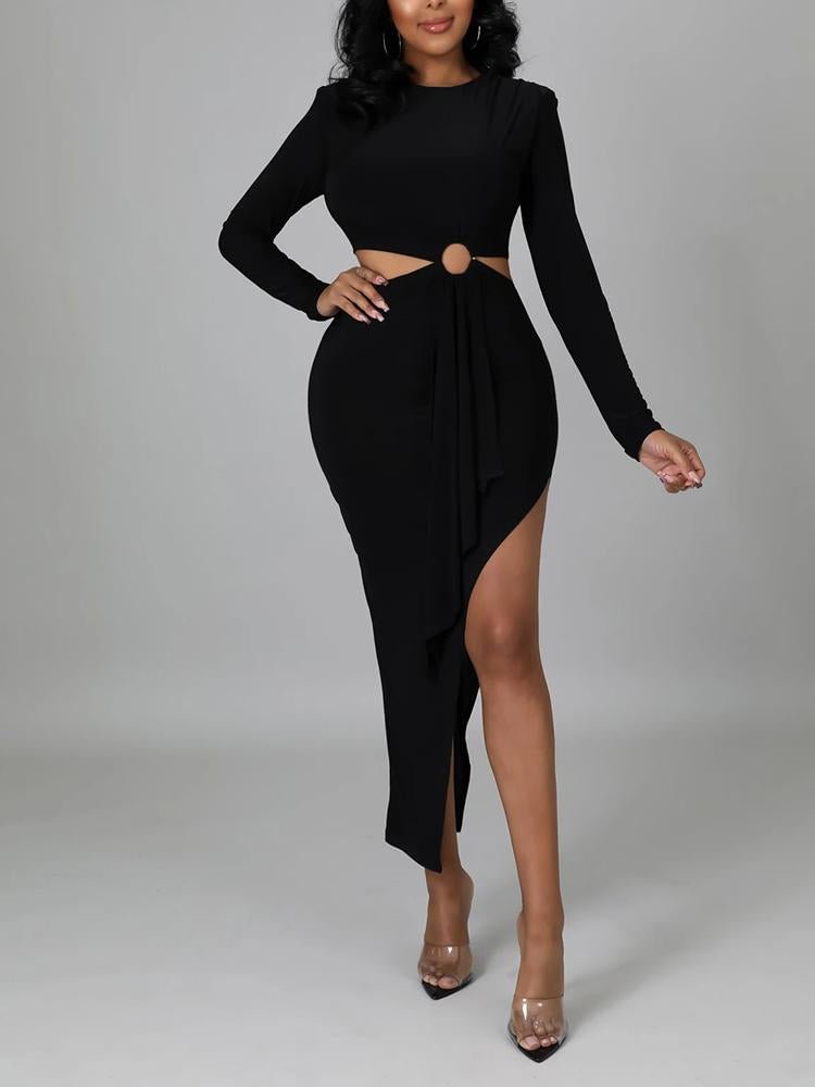 Promsstyle Solid waist hollow  asymmetric long dress Prom Dress 2023