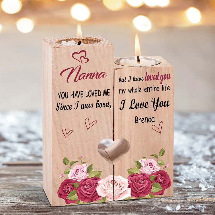 To My Grandma/Nanny/Gran Candle Holder Customized 1 Name Birthday Gifts for Her "You Had Loved Me Since I Was Born" Wooden Candlesticks