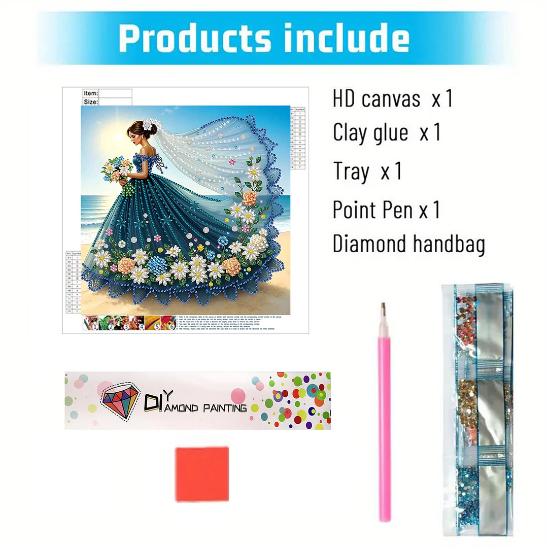 Diamond Painting - Partial Special Shaped Drill - Ocean Floral Gown(Canvas|30x30cm)
