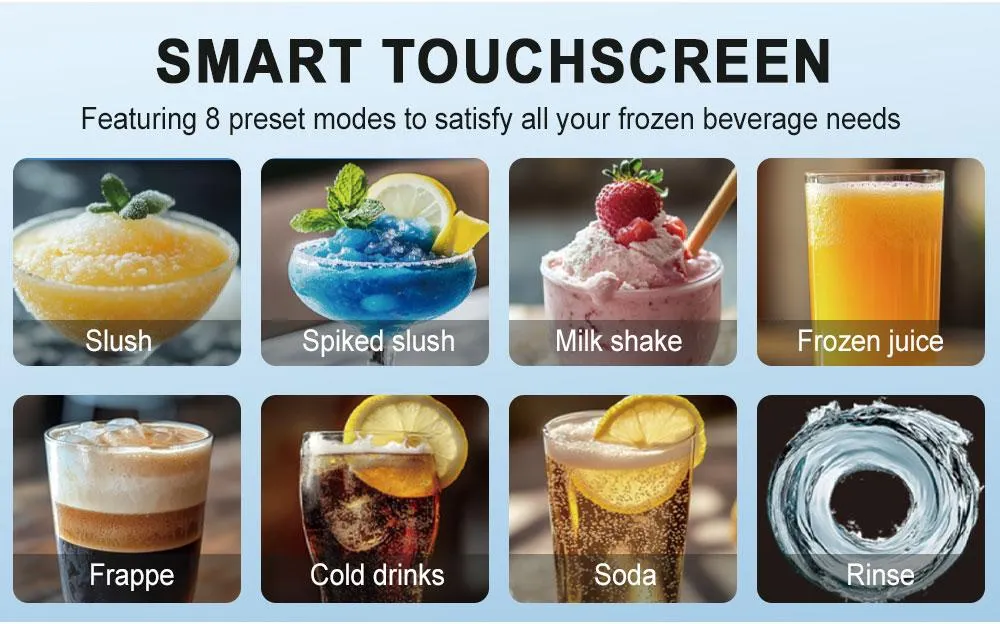 SPZTJK Slushie Machine & Soft Serve Maker | Colour Touch Screen, Real-Time Temp Display, Powerful Compressor, 7 Presets, Auto-Clean, 24hr Keep Cold for Home, Café & Small Business