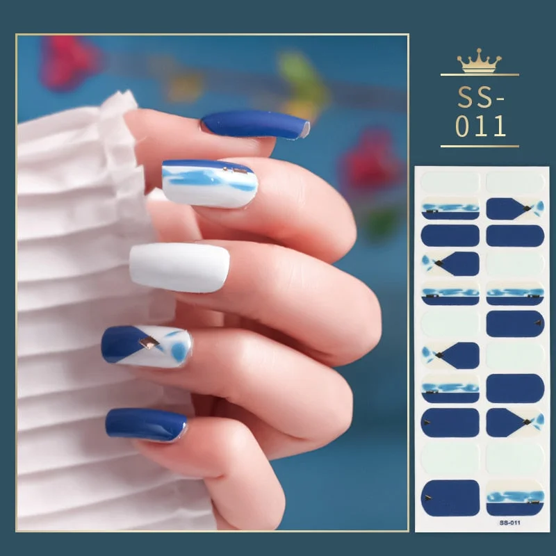 22Tips Colorful Nail Stickers Nail Accesoires Full Cover Stickers for Nails Self Adhesive Nail Art Nails Sticker Designer Shiny
