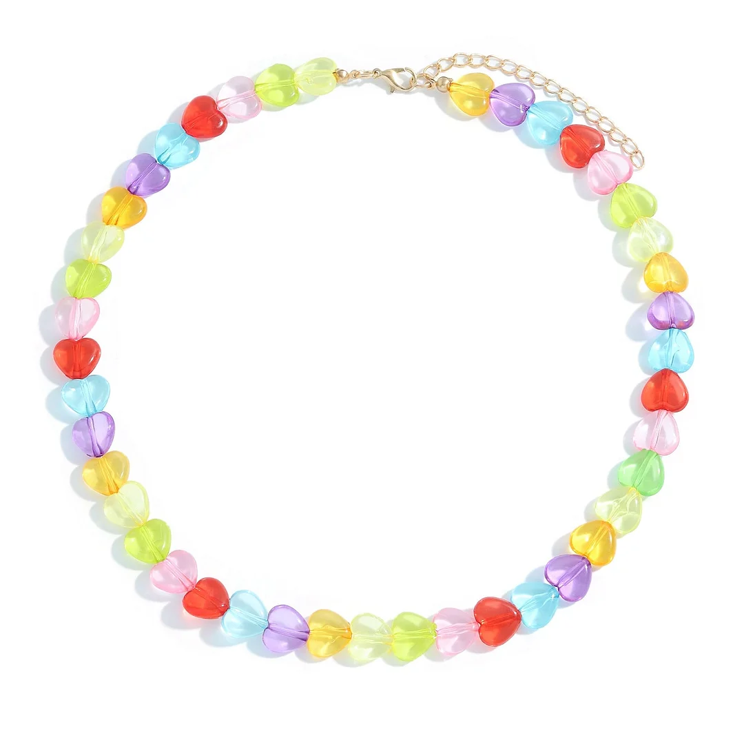 Dvacaman 2021 New INS Korean Sweet Colorful Little Flower Acrylic Pearl Bohemian Beaded Clavicle Necklaces for Women DIY Jewelry