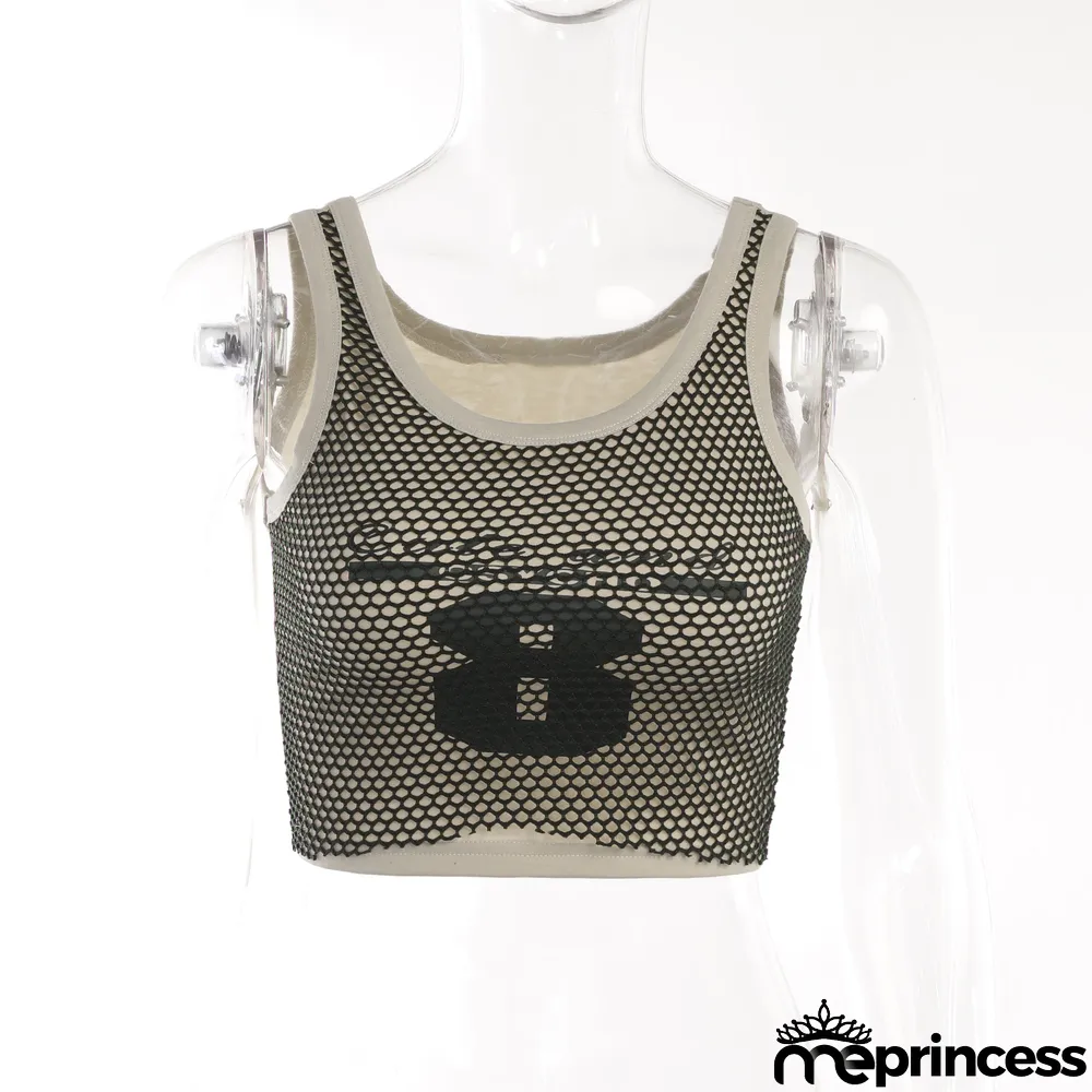 Trendy All-match Slim Grid Print Tank Top