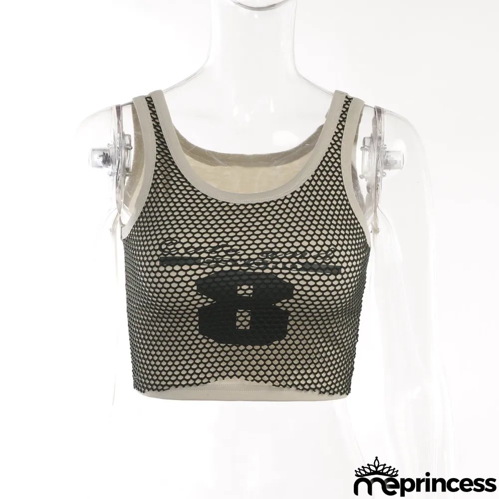 Trendy All-match Slim Grid Print Tank Top