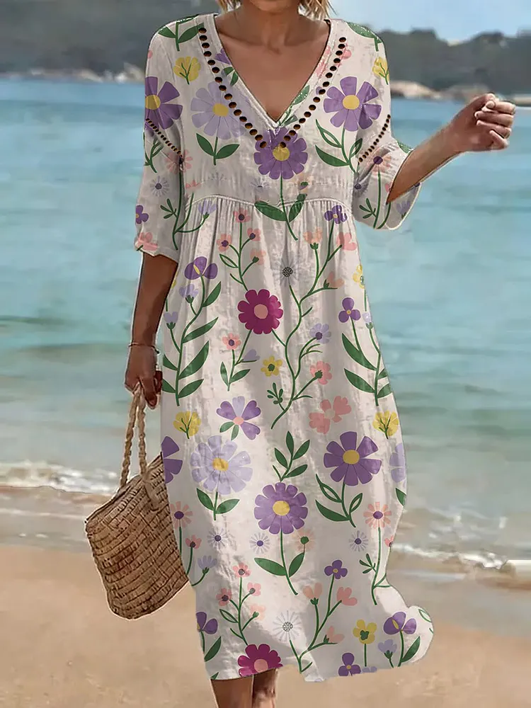 [Spot Big Sale] Women's Floral Print Casual Dress