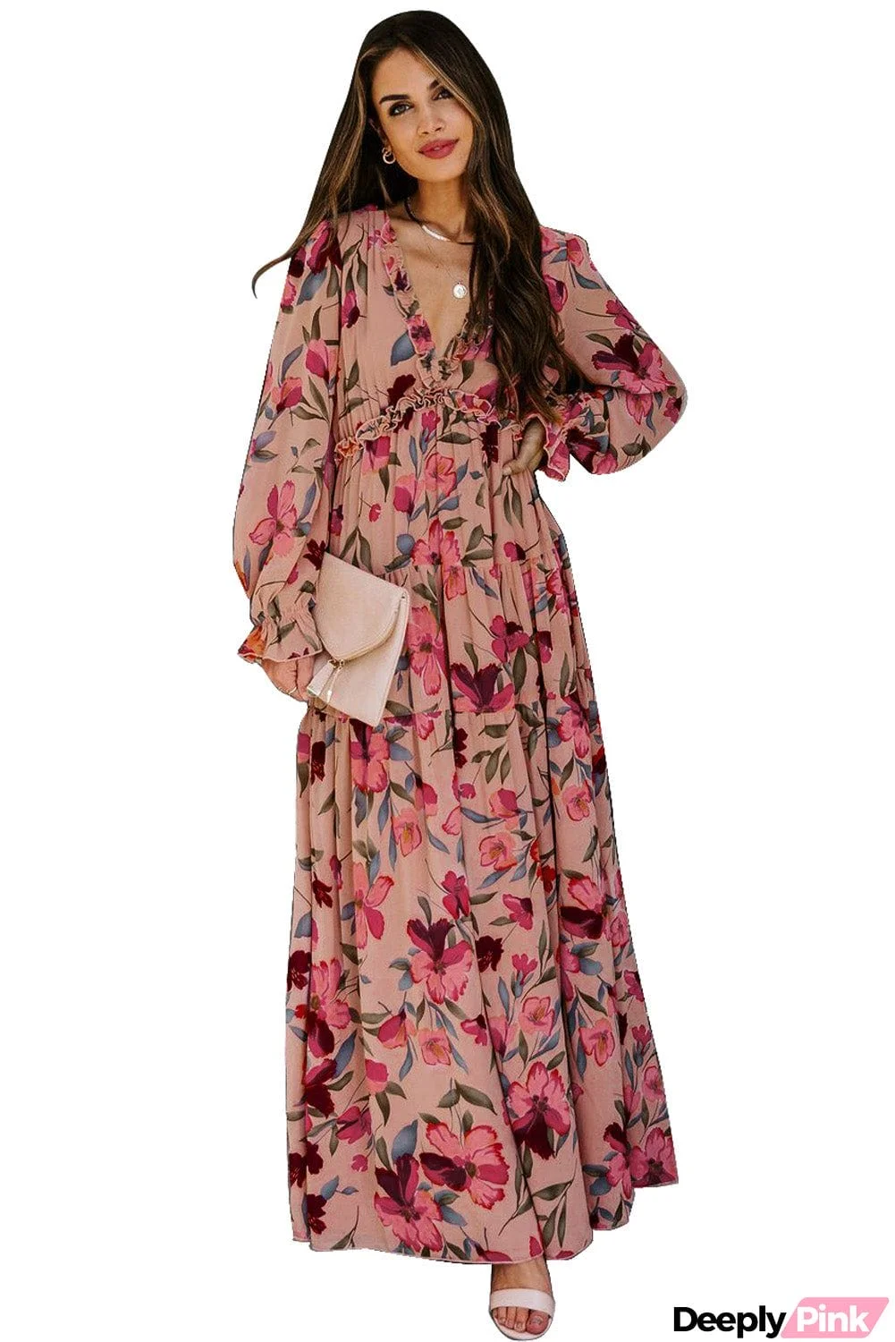 Wild Lotus Ruffle Tiered Maxi Dress