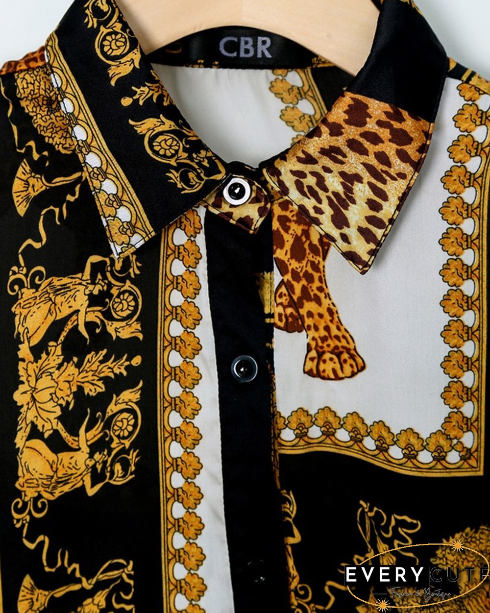 Leopard Print Knot Front Long Sleeve Blouse