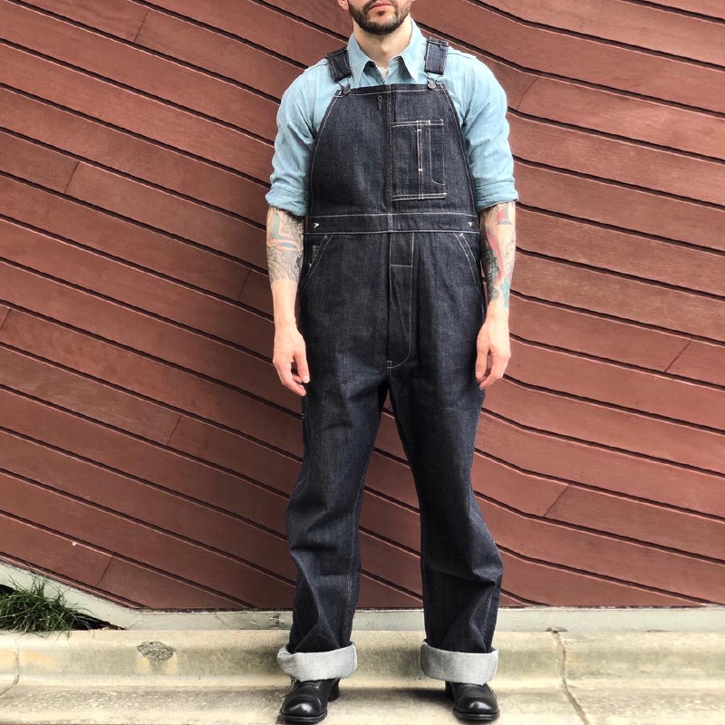 Men's Retro Loose Denim Overalls