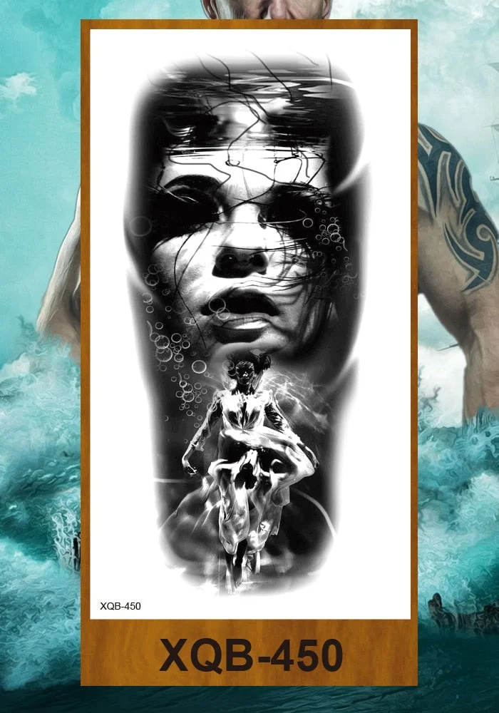 Temporary Tattoos Stickers Beauty & Snake Bear Owl Fox Mermaid Egypt Queen Sexy Men Women Girl Flower Arm Body Chest Fake Tatoo