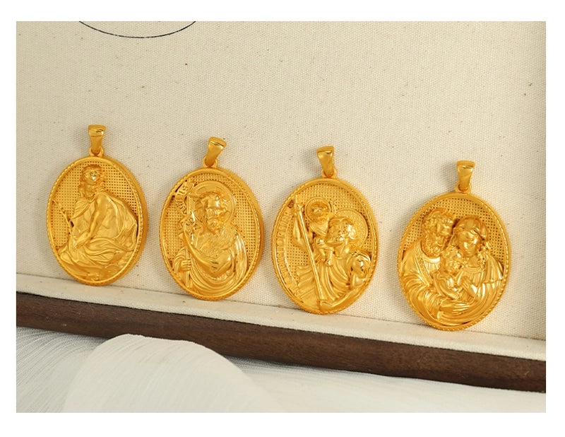 1 Piece 26*35.7mm 34*36.8mm 304 Stainless Steel 18K Gold Plated Virgin Mary Oval Solid Color Pendant Jewelry Accessories