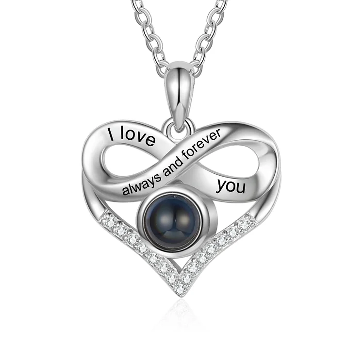 Personalized infinite Heart Projection Necklace Custom Photo Necklace for Mother