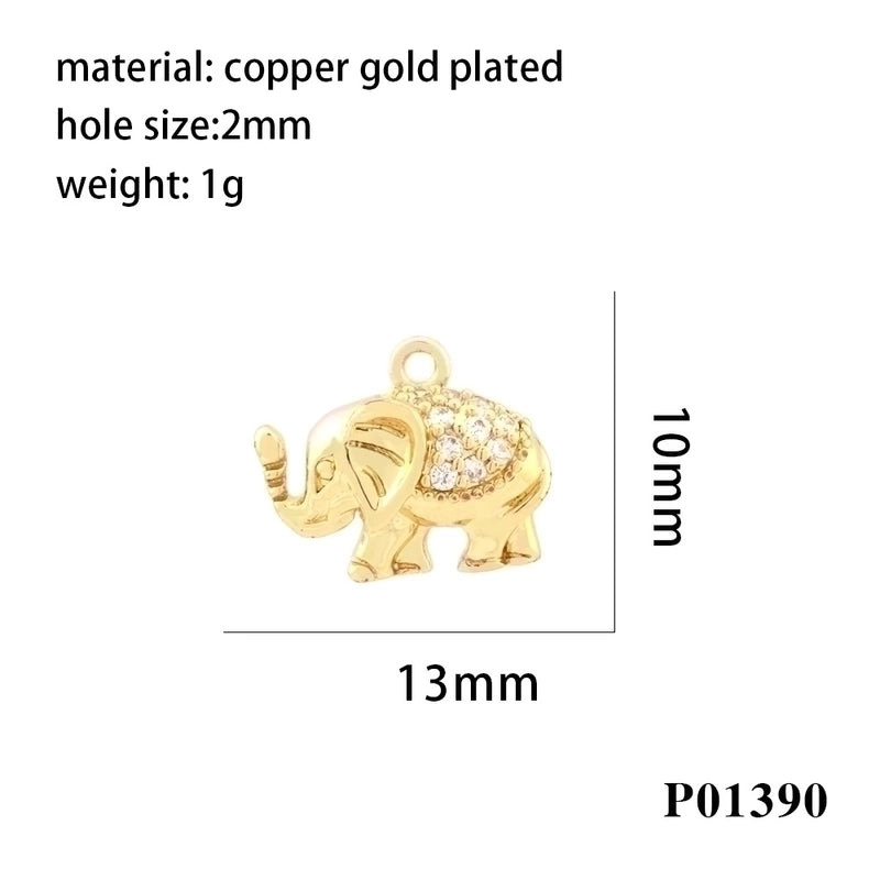 Minimalist Tree Heart Shape Eye Copper Plating Inlay Zircon 18k Gold Plated Charms