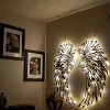 ✨Ailes d'ange noir Art des ailes en m&eacute;tal d&eacute;coration Murale avec lumi&egrave;res LED