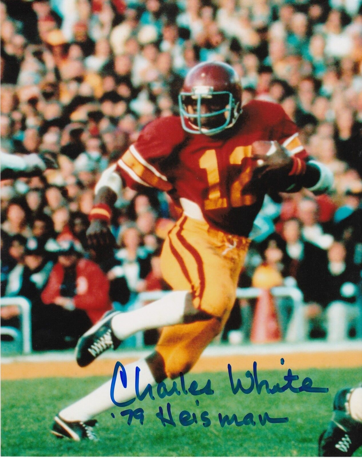 CHARLES WHITE USC TROJANS 79 HEISMANN ACTION SIGNED 8x10