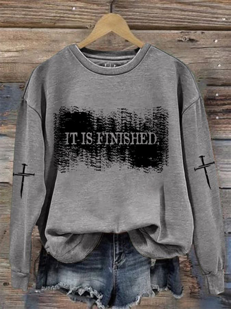 Comstylish Women's It Is Finished Christian Print Casuasl Sweatshirt