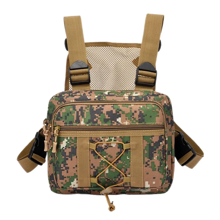 Men Casual Vest Bags Safe Oxford Male Chest Bag for Hiking Travel (Jungle Camo)