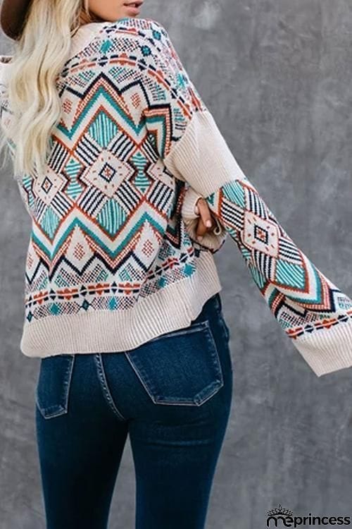 Geometric Print Loose Sweater