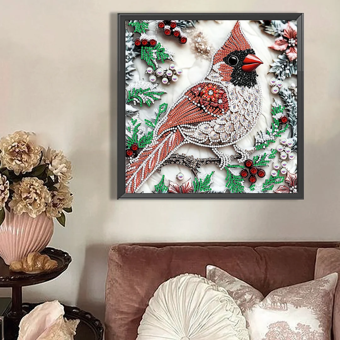 Cardinal - Partial Special Shaped Drill Diamond Painting Kits (Canvas|30*30cm)