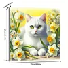 Framed Diamond Painting - Full Round Drill - White Cat (25x25cm)