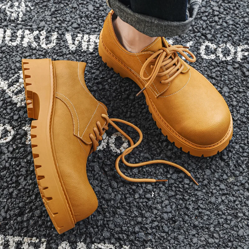 Breakj Breakj Head Derby Shoes Platform Increased Casual Leather Shoes 2023 Autumn And Winter New Daily Commuting Single Shoes 1026-R