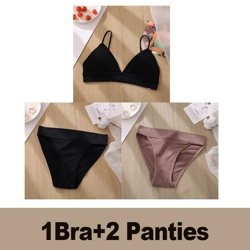 Bra Set Women's Underwear Push Up Bras Sexy Bralette Seamless Brassiere Gather Padded Female Wirefree Intimates Lingerie 2/3PCS