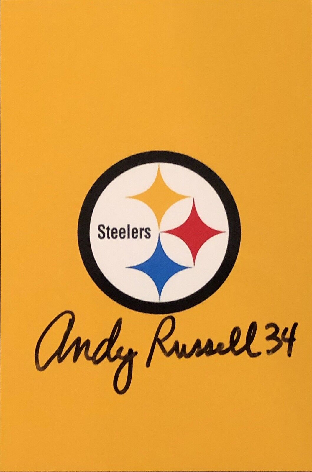 Andy Russell AUTOGRAPH SIGNED 4x6 Pittsburgh STEELERS Logo Legend Super Bowl