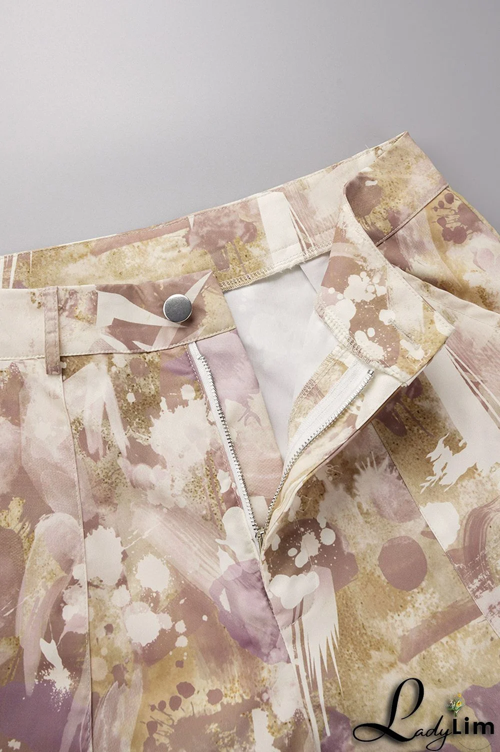 Army Green Street Print Bandage Patchwork Straight Straight Full Print Bottoms