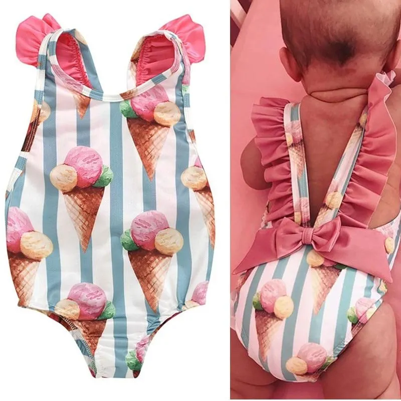Baby Girls Swimwear Toddler Kids Swimsuit Bikini Flower Girls Summer Beachwear Backless Children Bathing Suit 1 2 3 4 Years