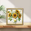 Sunflower DIY Special Shape Double sided Print Clear Diamond Art Kit Wooden Framed Diamond Painting Kit(21.5x21.5cm)