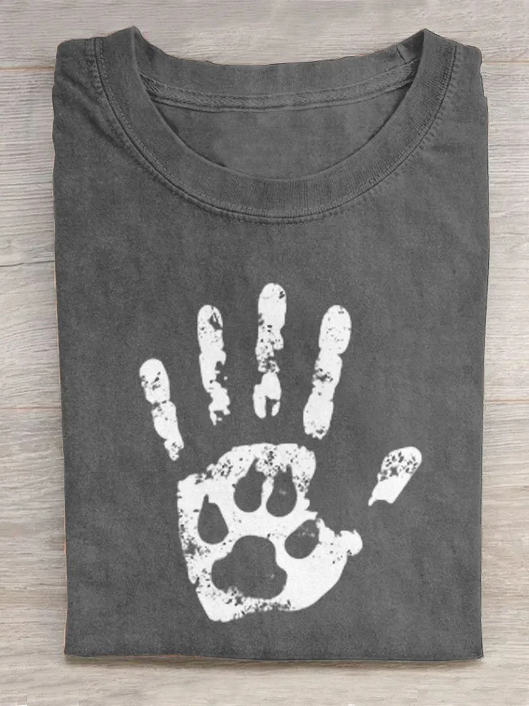Human Handprints And Dog Footprints For Dog Lovers Art Print Design T-shirt