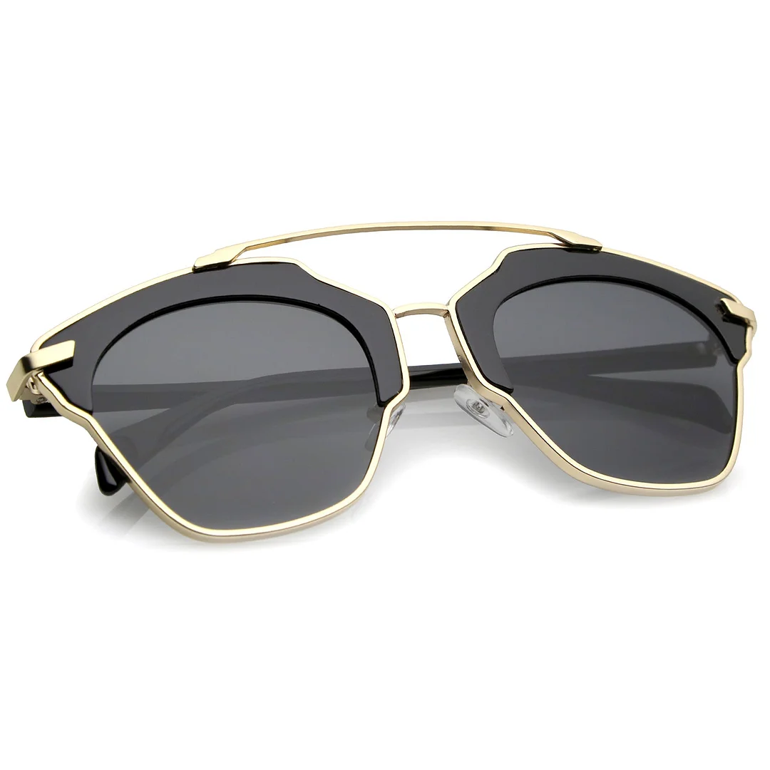 High Fashion Two-Toned Pantos Crossbar Neutral-Colored Lens Aviator glasses 52mm