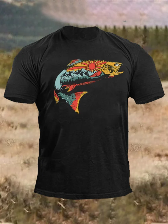 Fish Forest Mountain Space Men's Short Sleeve T-Shirt in  mildstyles