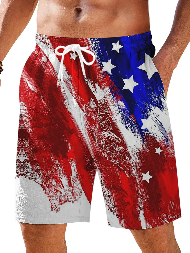 Men's Summer American Flag Shorts Comfort Shorts