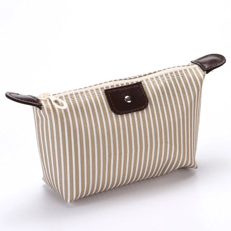 Women’s Small All Seasons Polyester Oxford Cloth Satin Stripe Basic Dumpling Shape Zipper Cosmetic Bag Wash Bag