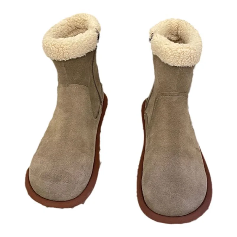 Yyvonne Boots Women 2025 Winter New Sen Series Retro Plus Velvet Cotton Shoes Soles Of Casual Hair To Keep Warm Short Boots Women