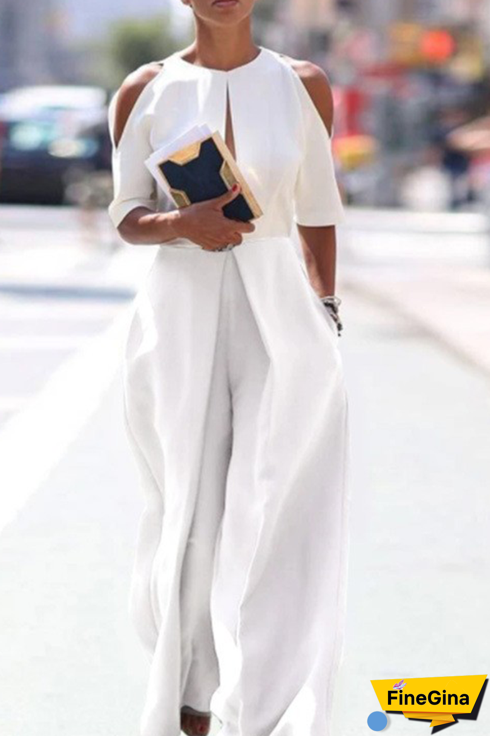 Casual Solid Hollowed Out O Neck Straight Jumpsuits(3 colors)