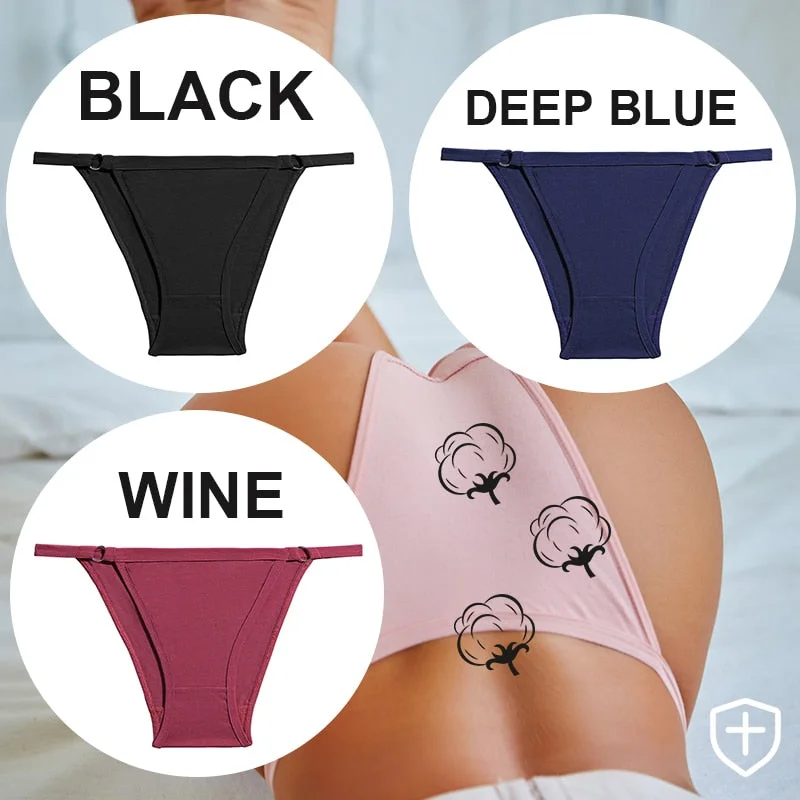 FINETOO 3PC/Set Women's Cotton Panties Underwear Metal Buckle Briefs M-2XL Female Underpant Low Waist Woman Sexy Panty Lingerie