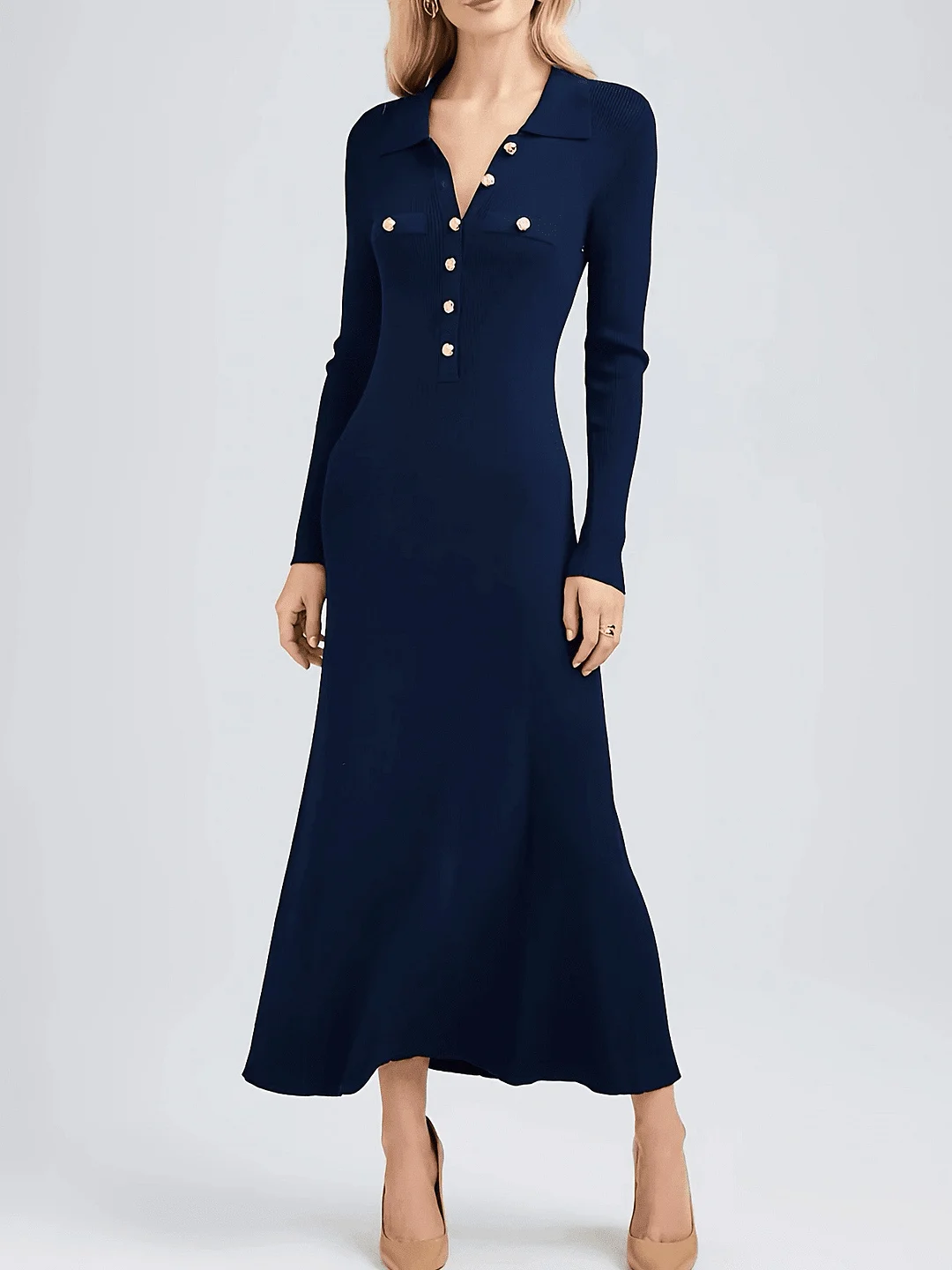 Nigikala Nigikala French Knitted Dress Elegant Knitted Long-Sleeved Women's Dress