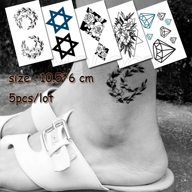 5 Pcs Temporary Tattoo Sticker Tree Bird Moon Sun Forest Waterproof Fake Tatto Water Transfer Tatoo Art for Kid Girl Woman Man