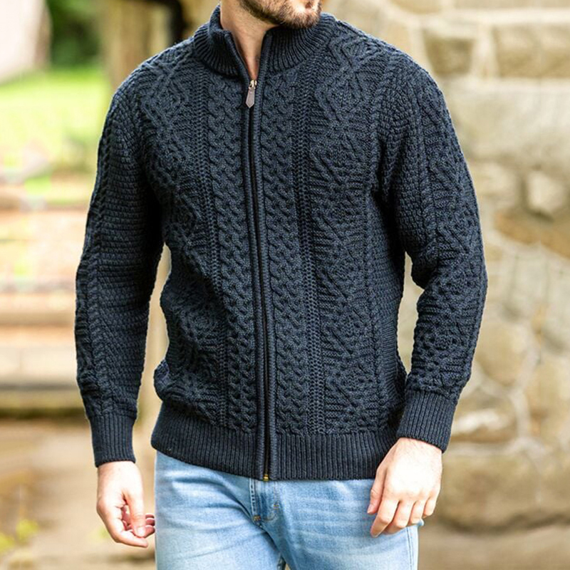 Men's Clan Fisherman Full Zip Aran Sweater Cardigan wearshes