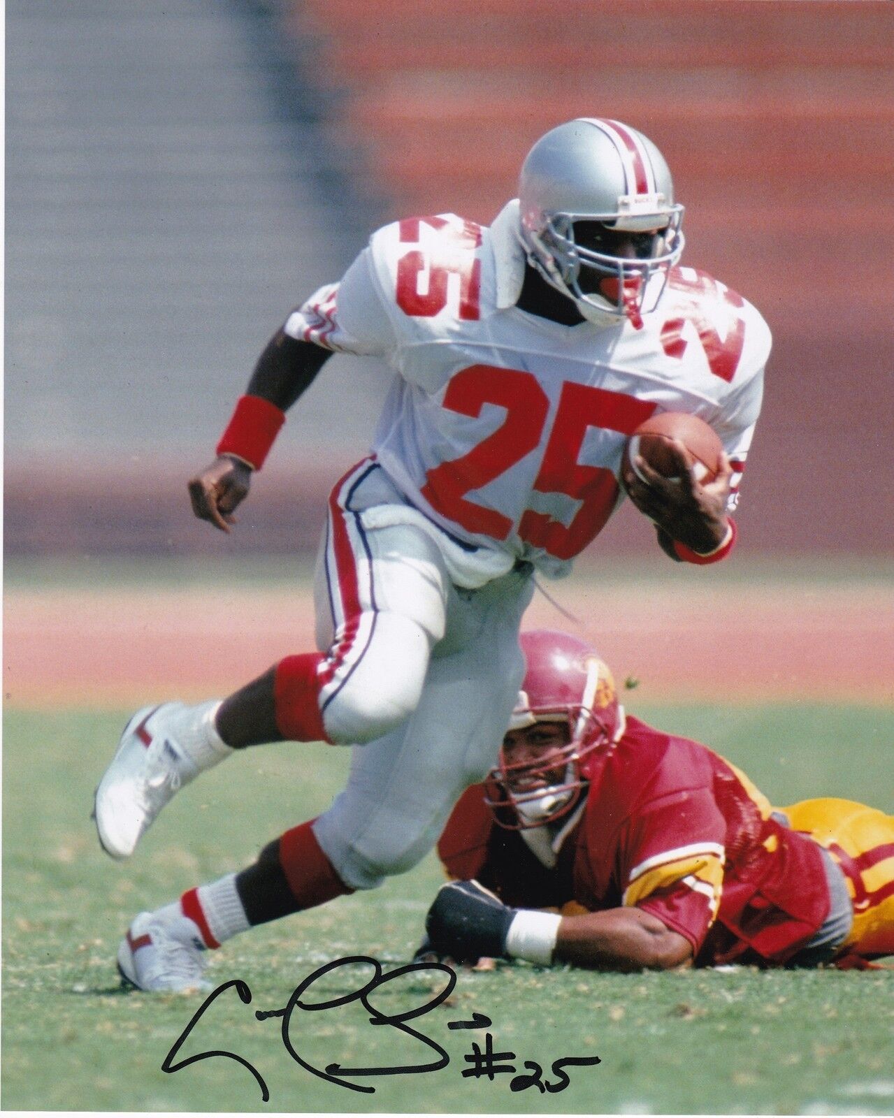 CARLOS SNOW OHIO STATE BUCKEYES ACTION SIGNED 8x10